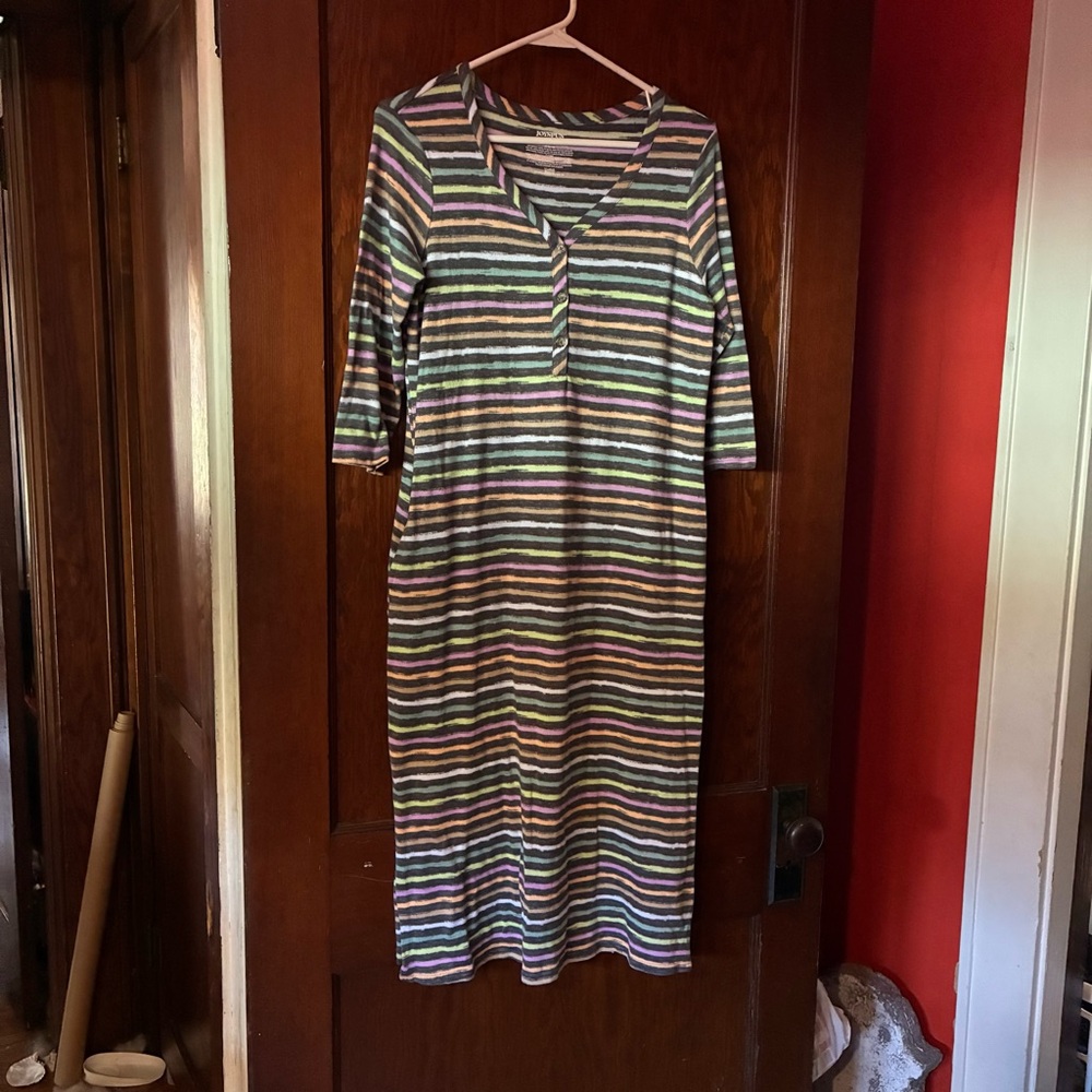 Women’s Size Small Joyspun Striped Nightgown With Pockets